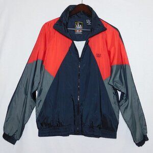 Vintage 1990s USA OLYMPICS Lightweight WarmUp Track JACKET Black Gray Red Mens M